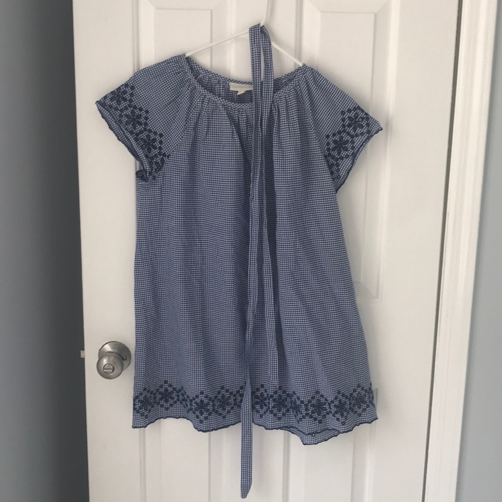 Jojo blue gingham tie top small